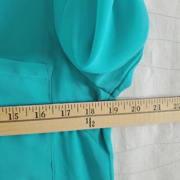 Moon Collection Womens Teal Green Long Sleeves Collared Sheer Blouse Top Size S - Picture 3 of 6
